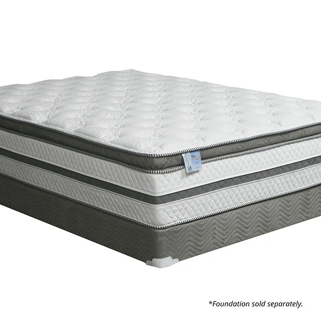 Colchón SIDDALEE con pillow top europeo de 16", blanco/gris, matrimonial
