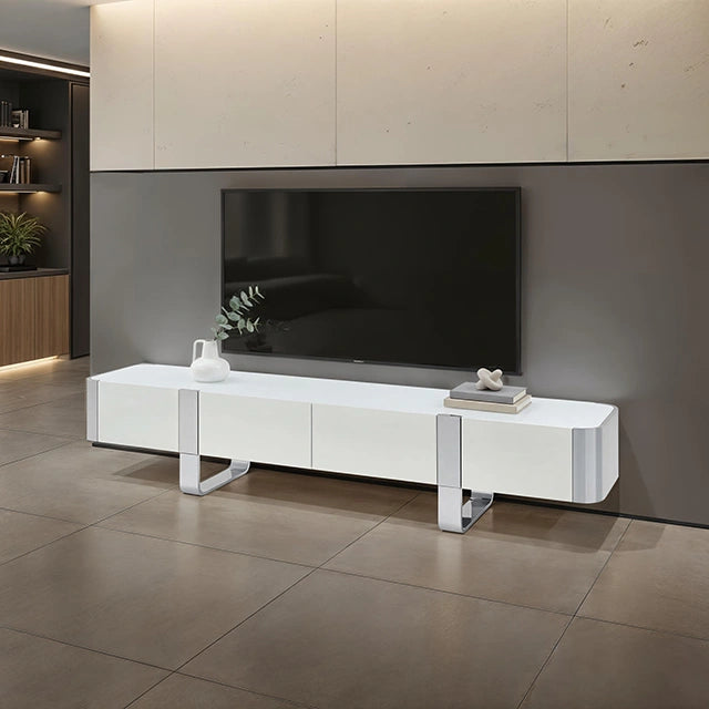 Mueble de TV Larvik Blanco con Marco Plateado
