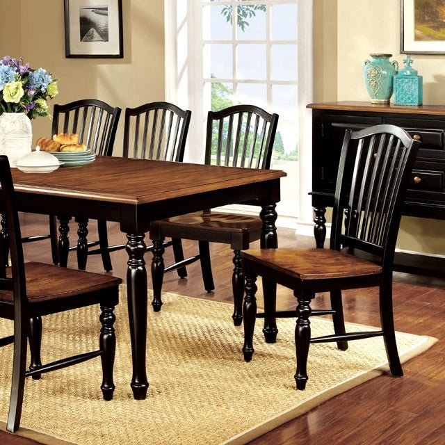 Mesa de comedor MAYVILLE negra/roble antiguo con extensión de 1x18