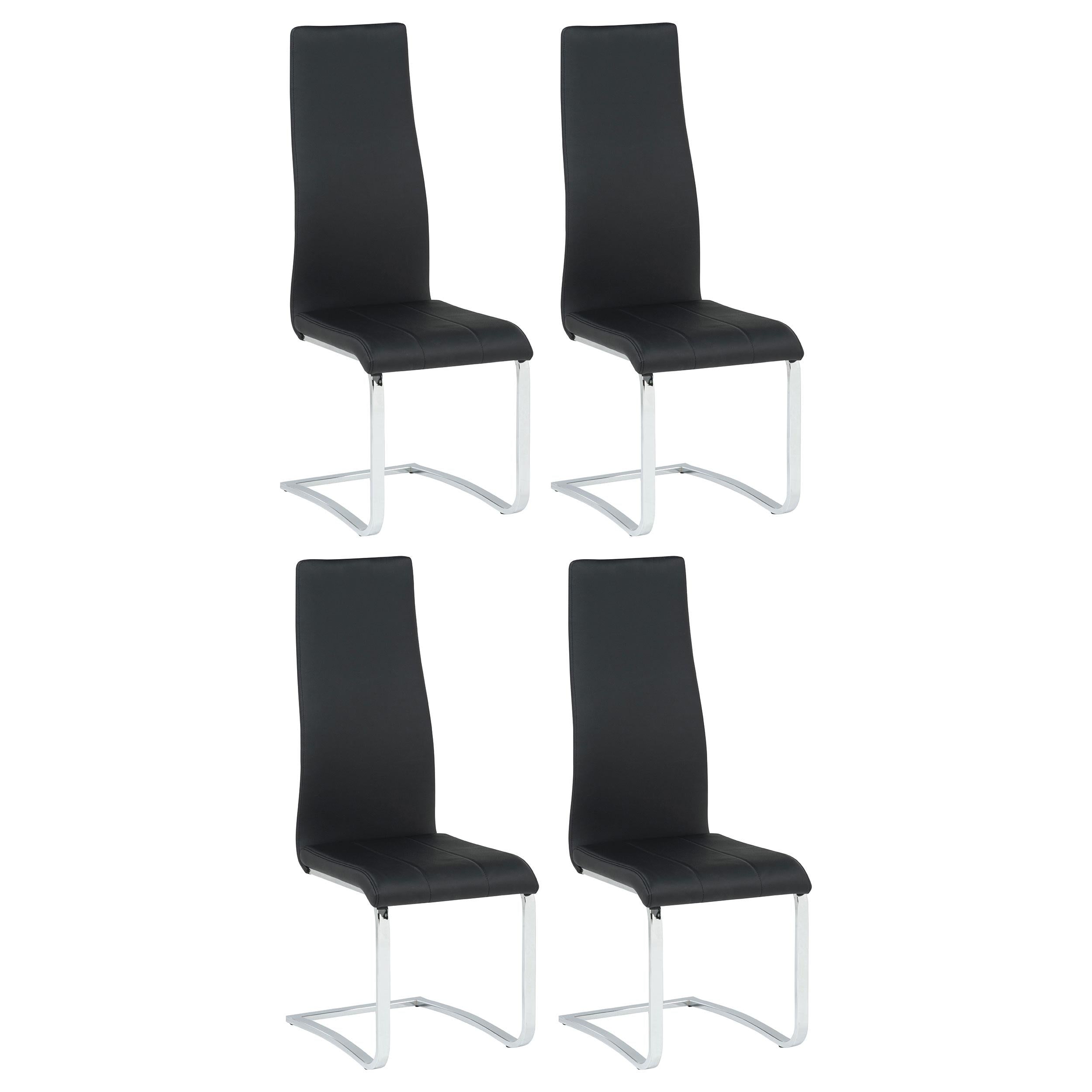 Sillas de comedor de respaldo alto Montclair, negras y cromadas (juego de 4)