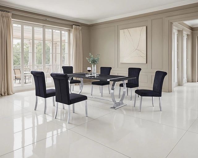 Mesa de comedor Horley de 80", estructura plateada