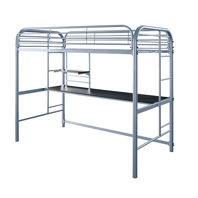Cama Alta Doble Opal III Negra y Plateada