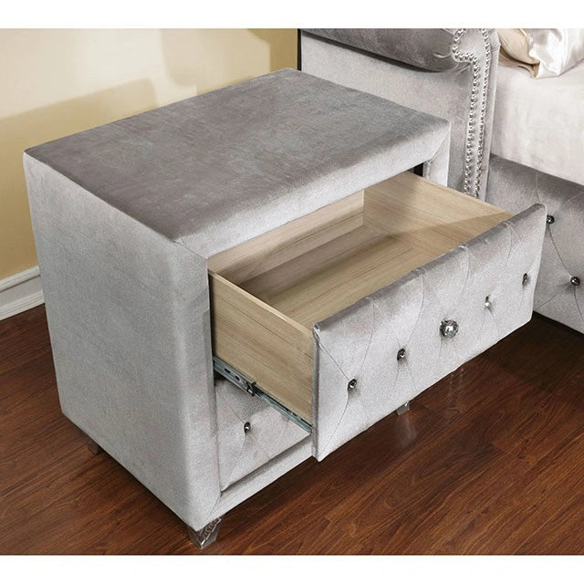 Mesa de noche Alzir gris