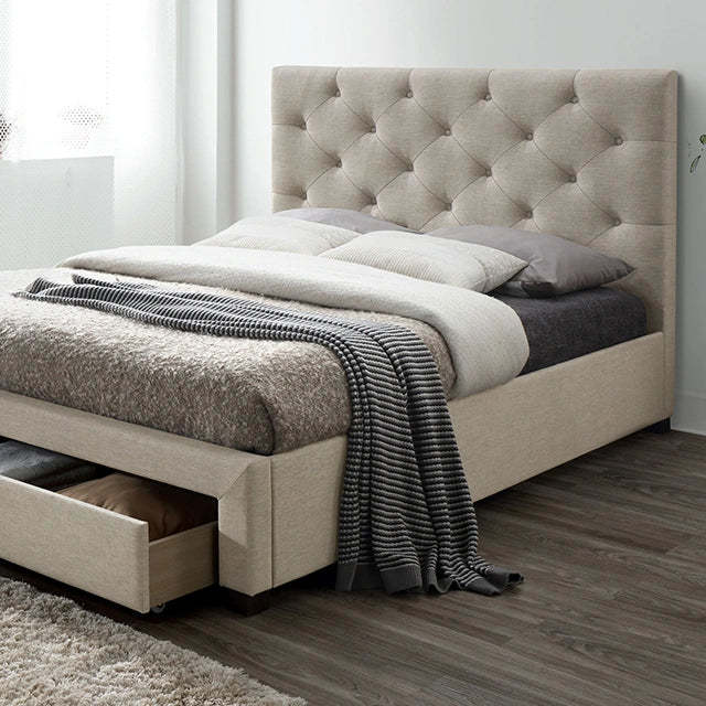 SYBELLA Cama California King, King, Queen, Matrimonial y Individual, Beige