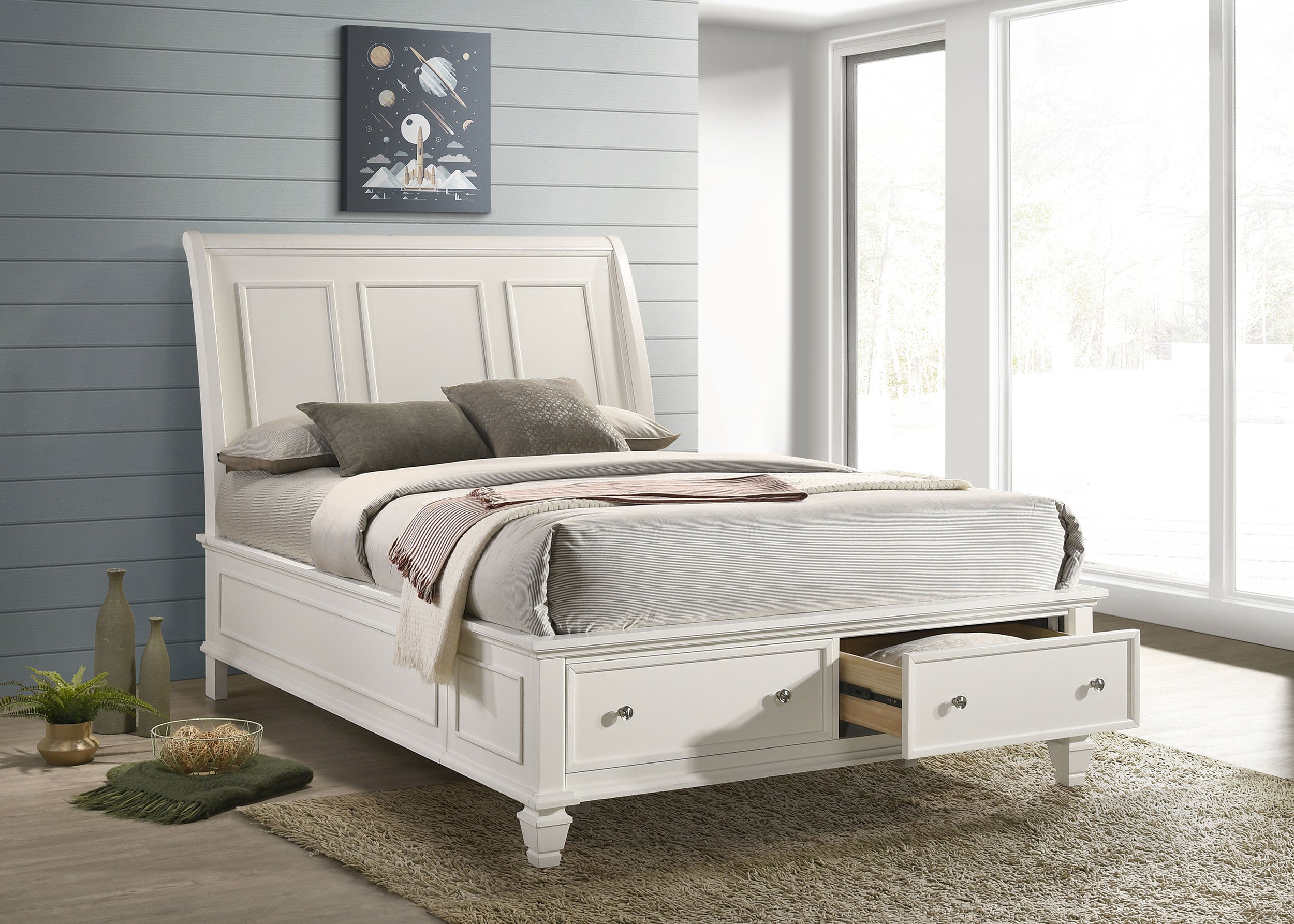 Cama con Plataforma y Almacenamiento Panel Sandy Beach