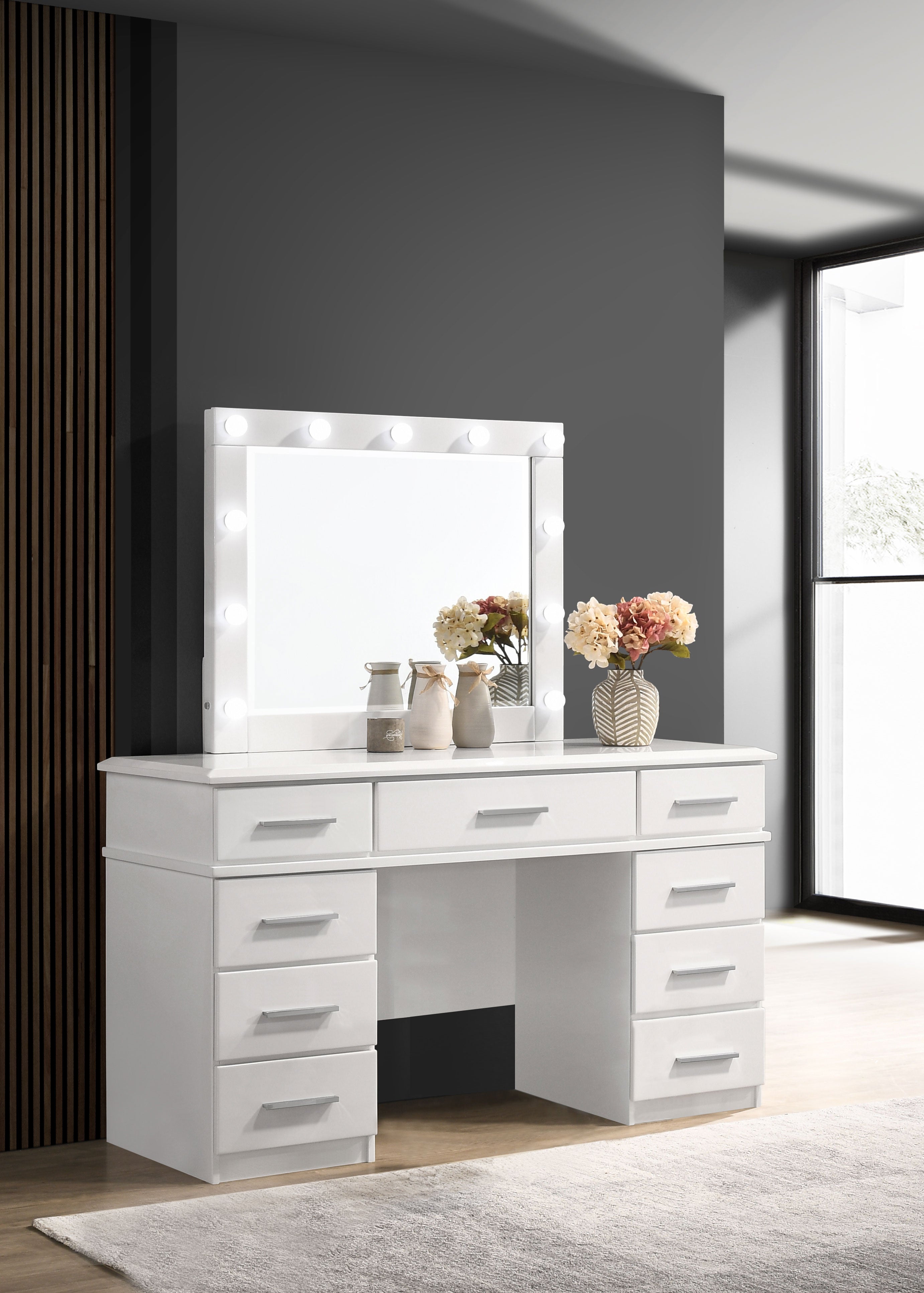 Tocador de maquillaje Felicity con espejo LED