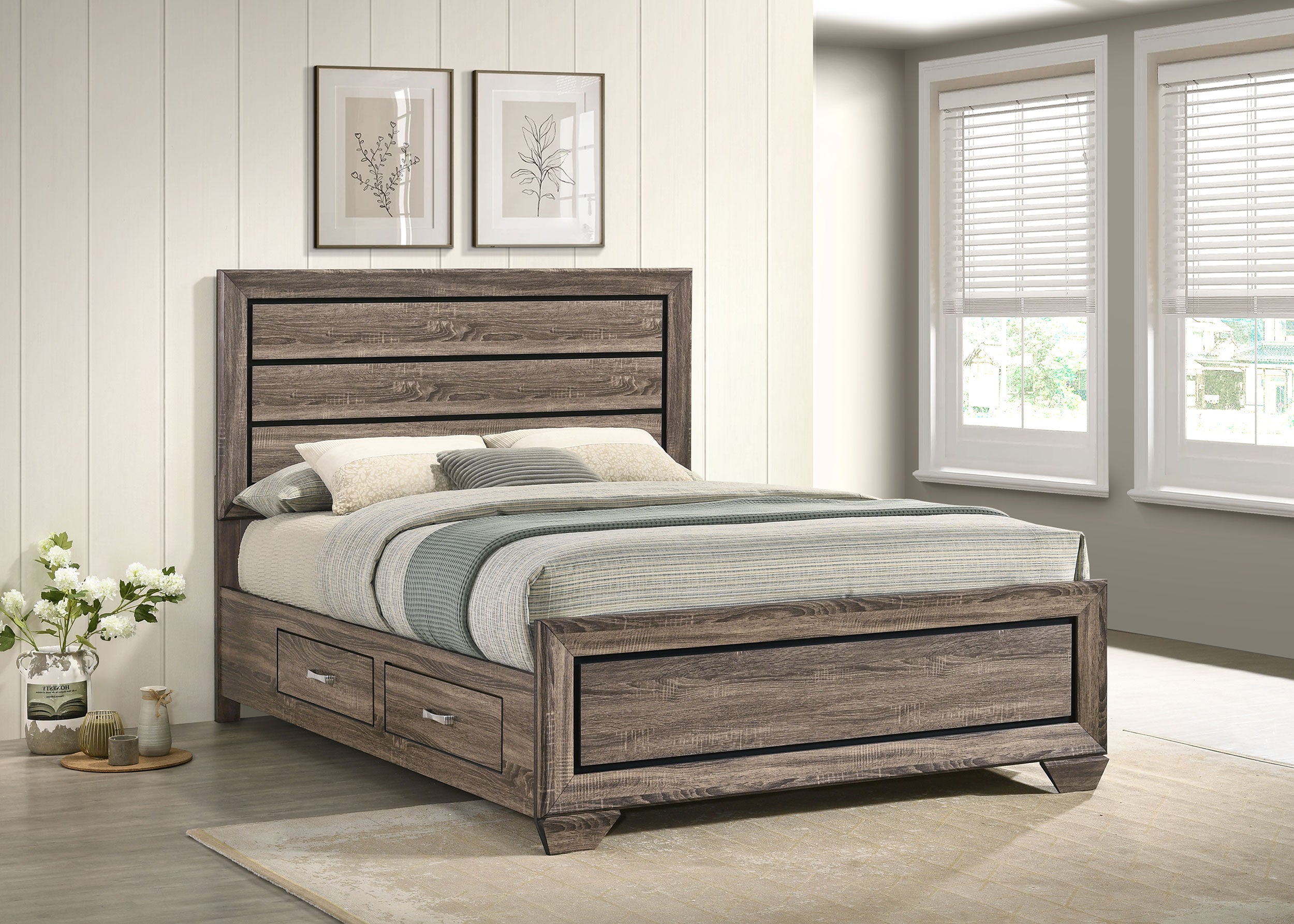 Cama con almacenamiento de plataforma Kauffman Panel