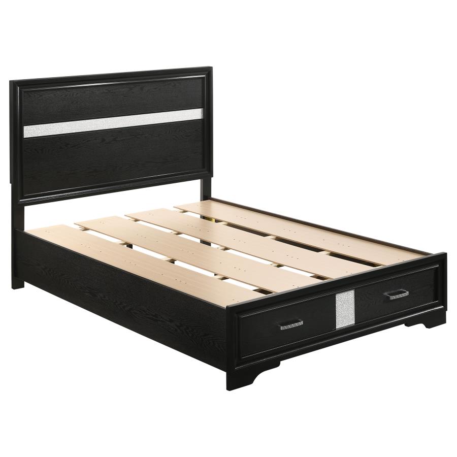 Cama con almacenamiento Miranda, negra