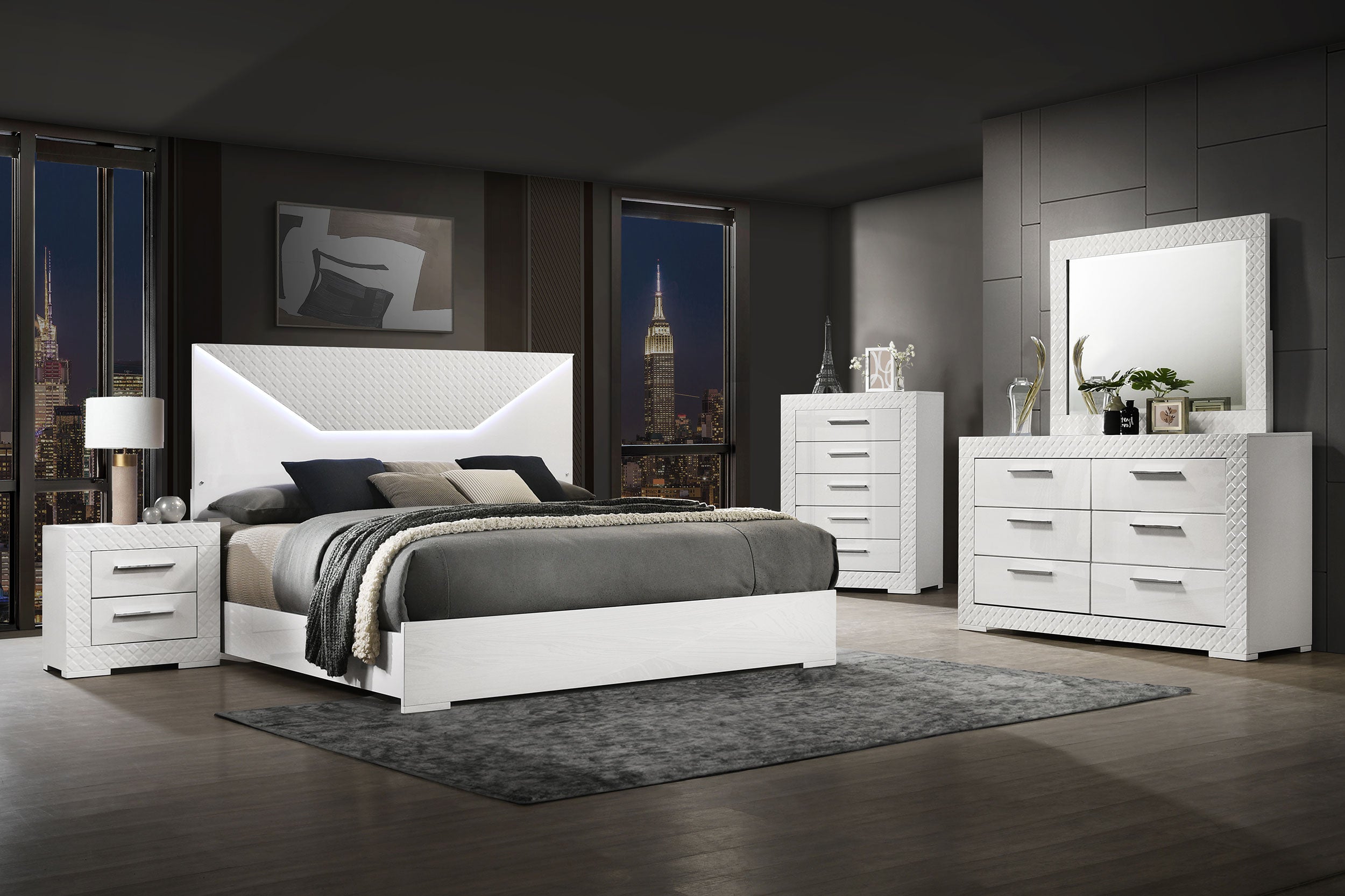 Cama panel Ives con iluminación LED