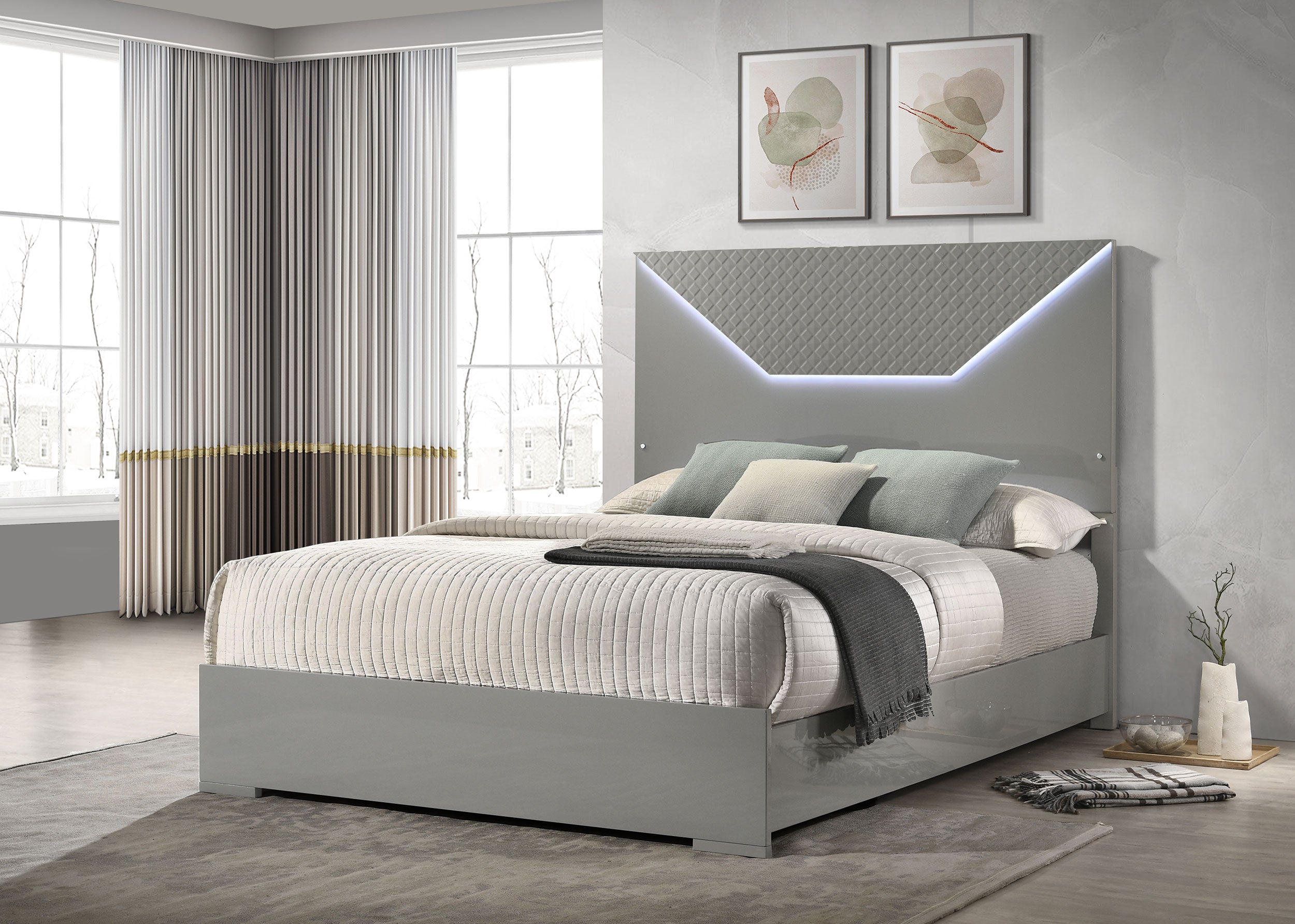 Cama panel Ives con iluminación LED