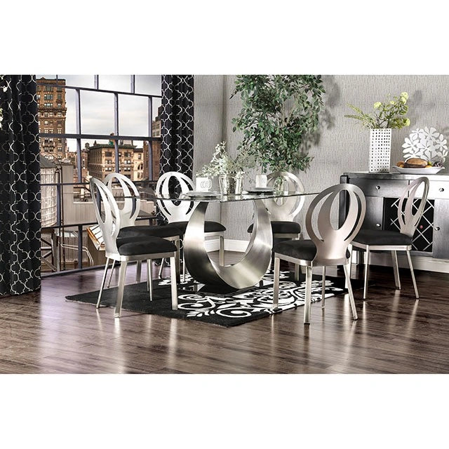 Mesa de comedor ORLA plateada/negra
