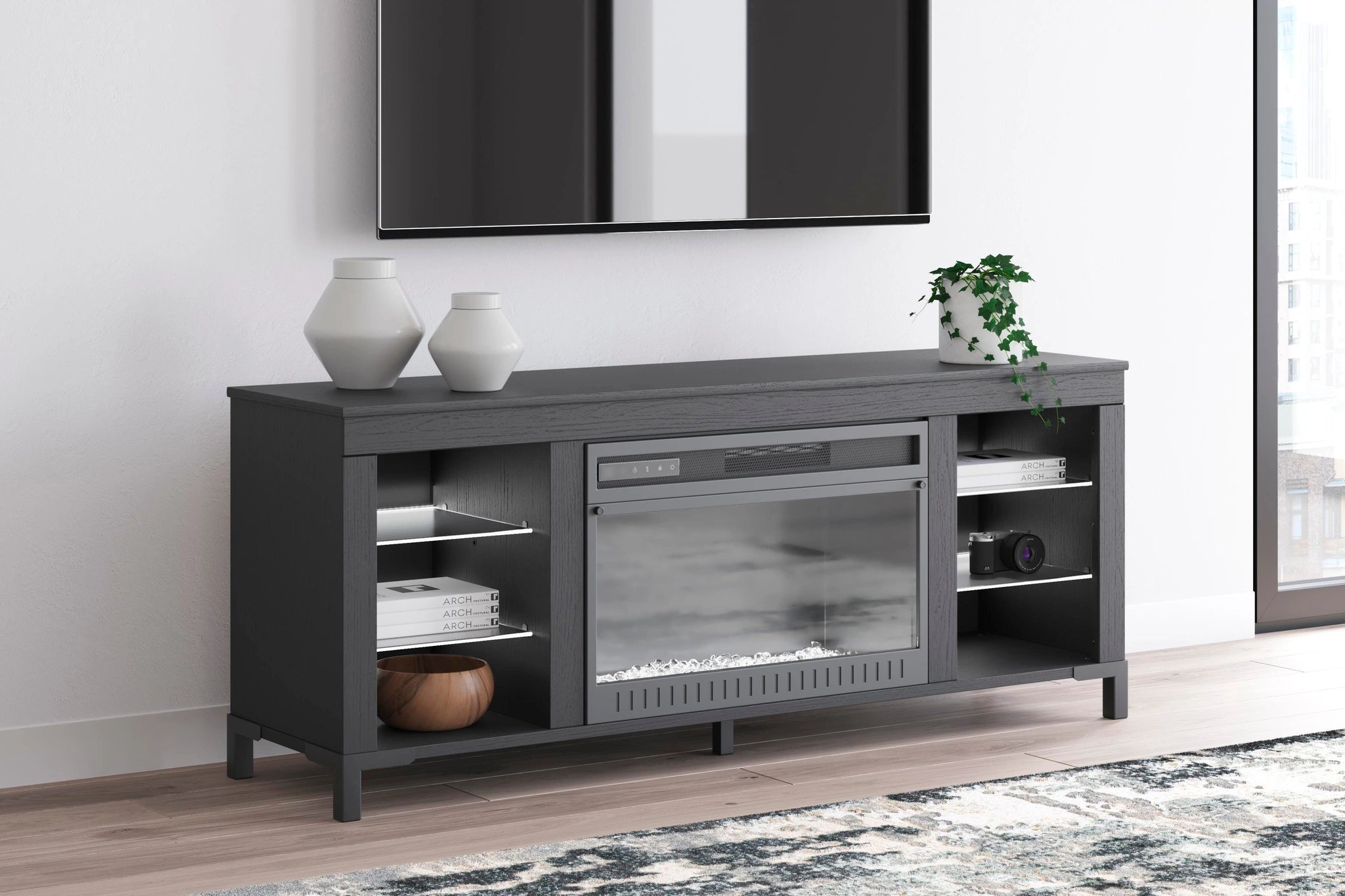 Mueble para TV Cayberry de 60" con chimenea eléctrica