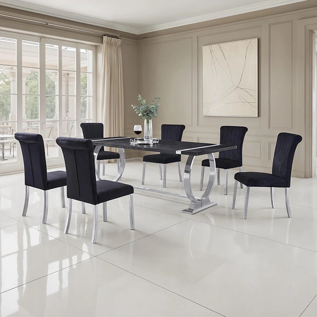 Mesa de comedor Horley de 80", estructura plateada