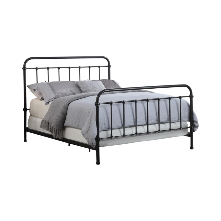 Cama Livingston de metal con cabecera y piecera integradas, bronce oscuro