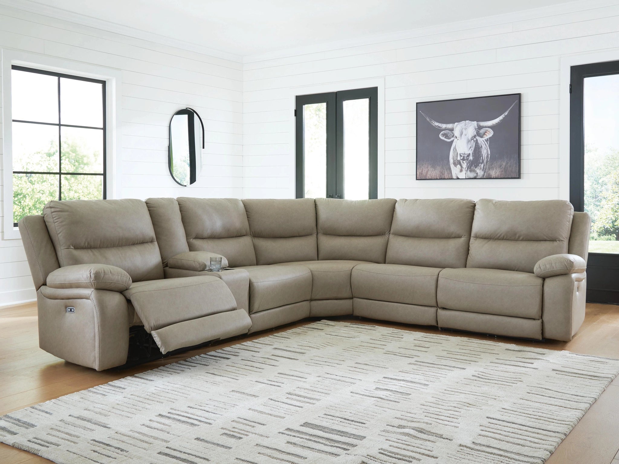 Seccional Reclinable Narwhal Place con Consola de Almacenamiento