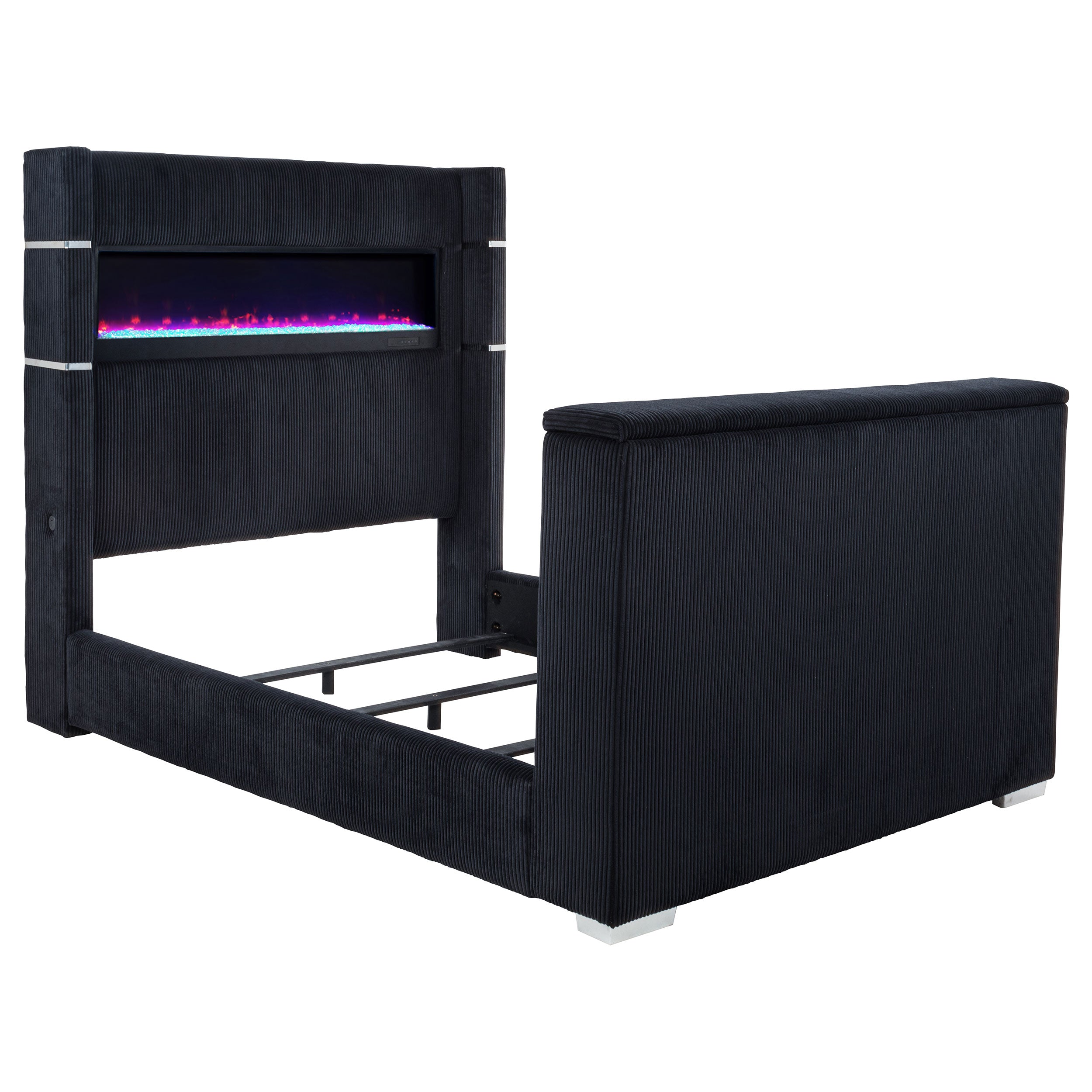 Cama Tisdall Wingback con TV y Visualizador de Llamas