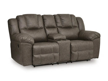 Sofá de dos plazas reclinable Lowilla con consola