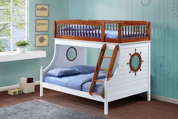 Farah Twin Over Full Bunk Bed White/Oak