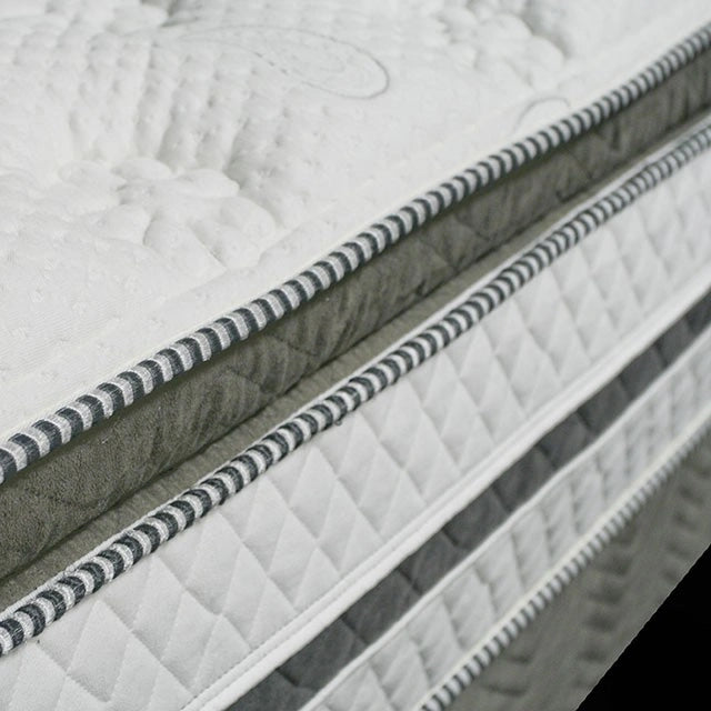 Colchón Euro Pillow Top SIDDALEE Blanco/Gris de 16", Queen