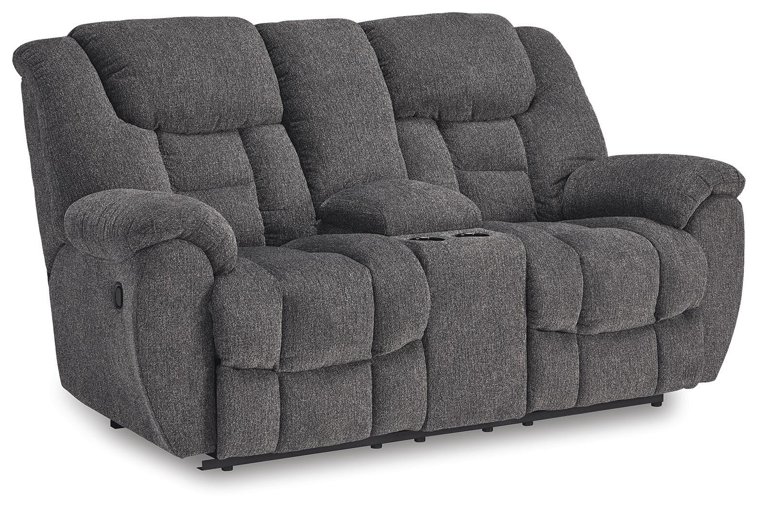 Sofá biplaza reclinable Foreside con consola