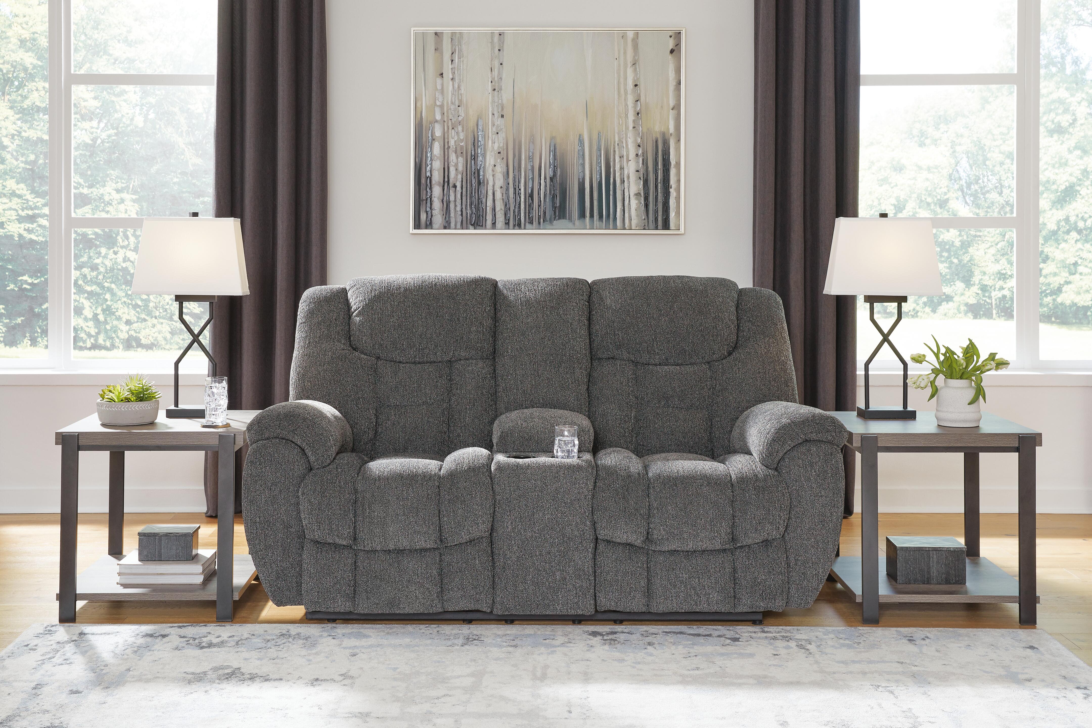 Sofá biplaza reclinable Foreside con consola