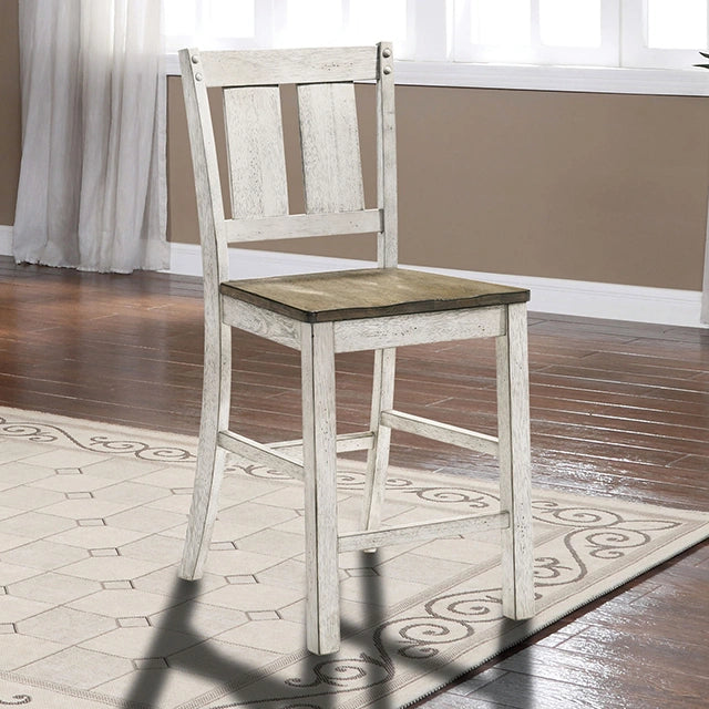 Silla alta DAKOTA (2/CAJA), Blanco antiguo/Marrón ceniza