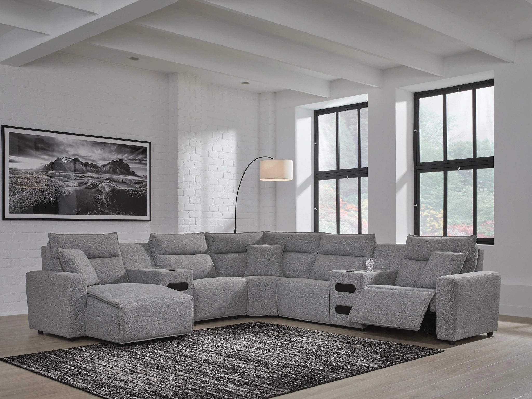 Seccional reclinable eléctrico Modmax con chaise longue