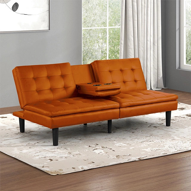 Sofá cama futón Eidsberg Naranja, Gris, Marrón y Negro