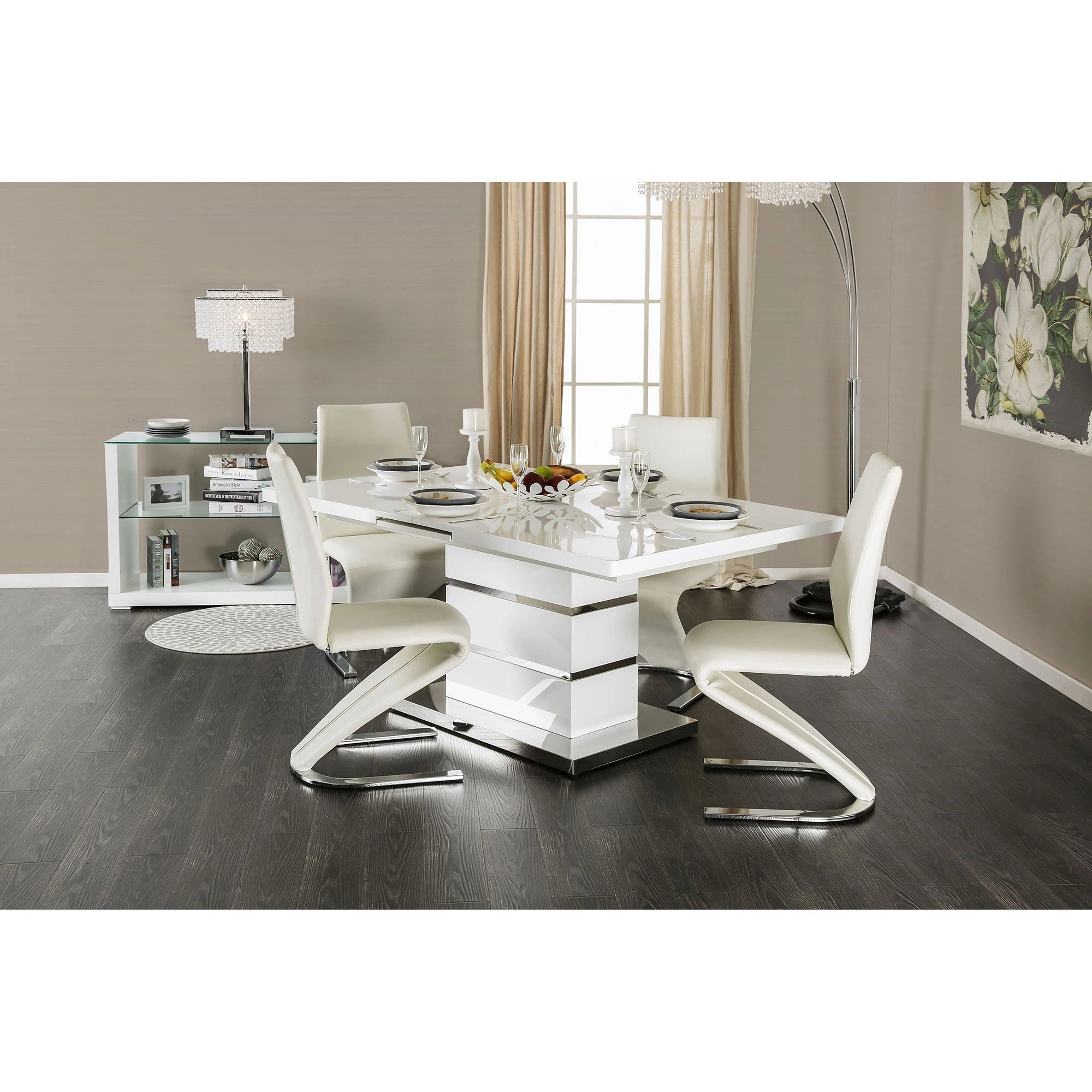 Mesa de comedor Midvale blanca/cromada