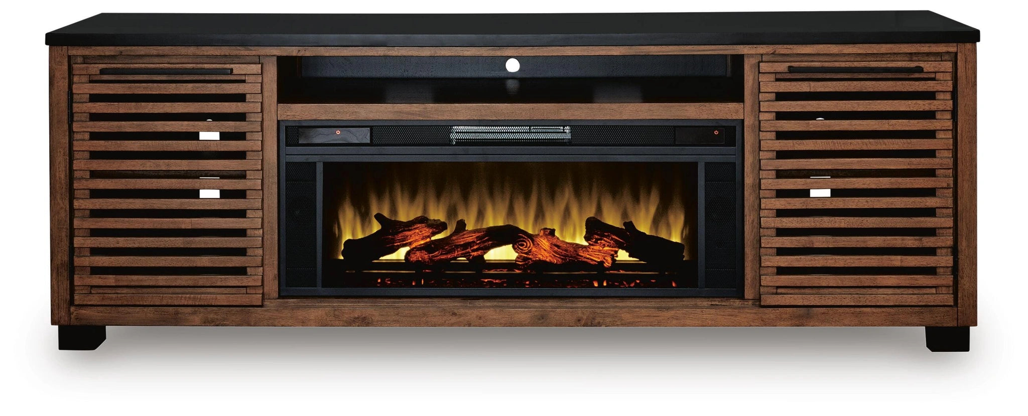 Mueble de TV Kallari de 84" con chimenea eléctrica
