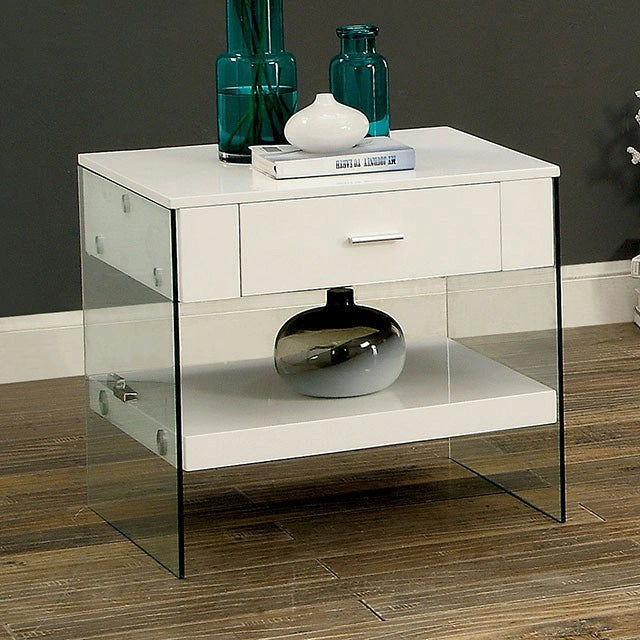 Mesa auxiliar Raya blanca, blanco