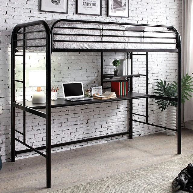 Cama Alta Doble Opal III Negra y Plateada