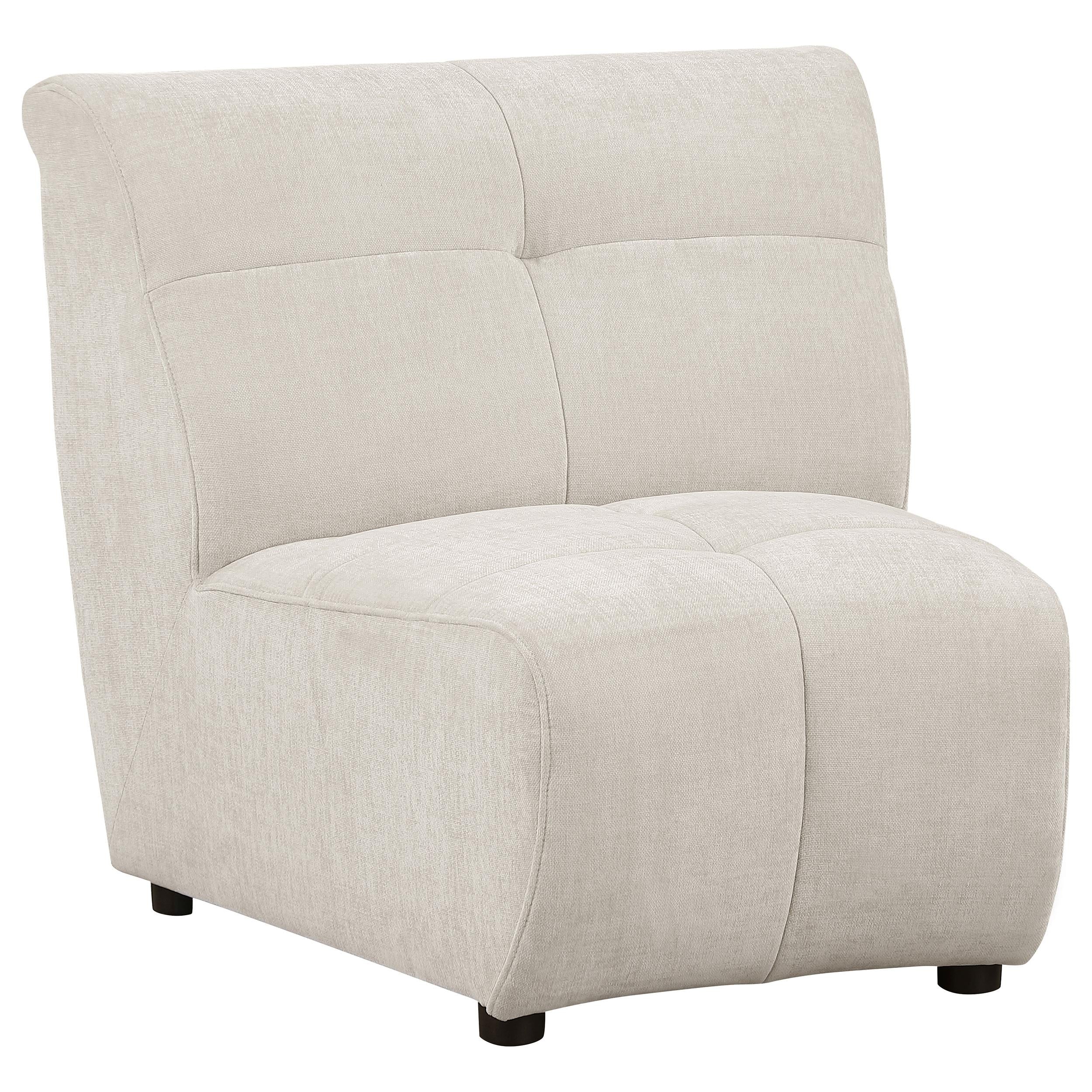 Sillón Charlotte sin brazos curvado tapizado, color marfil