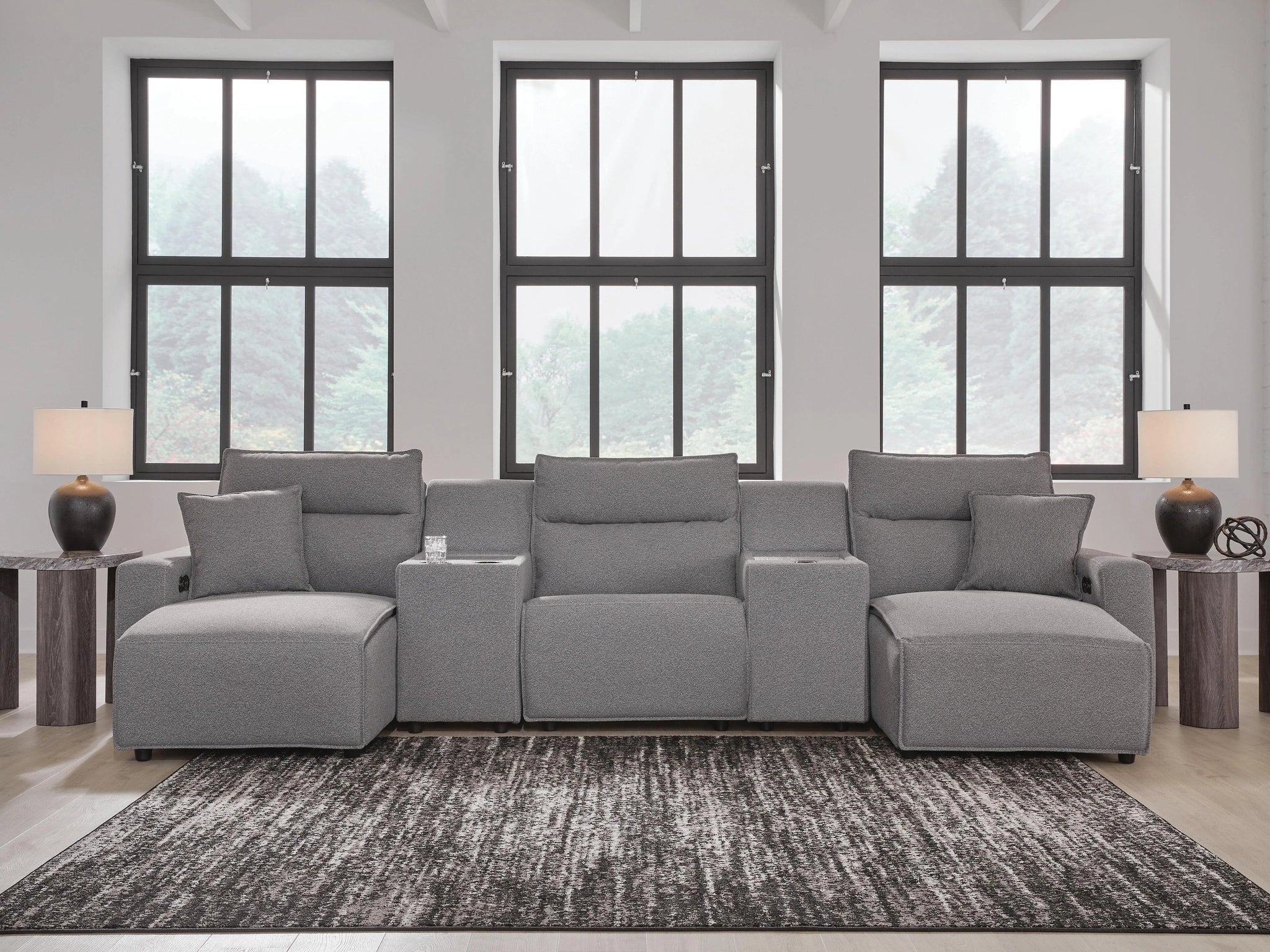 Seccional reclinable eléctrico Modmax con chaise longue