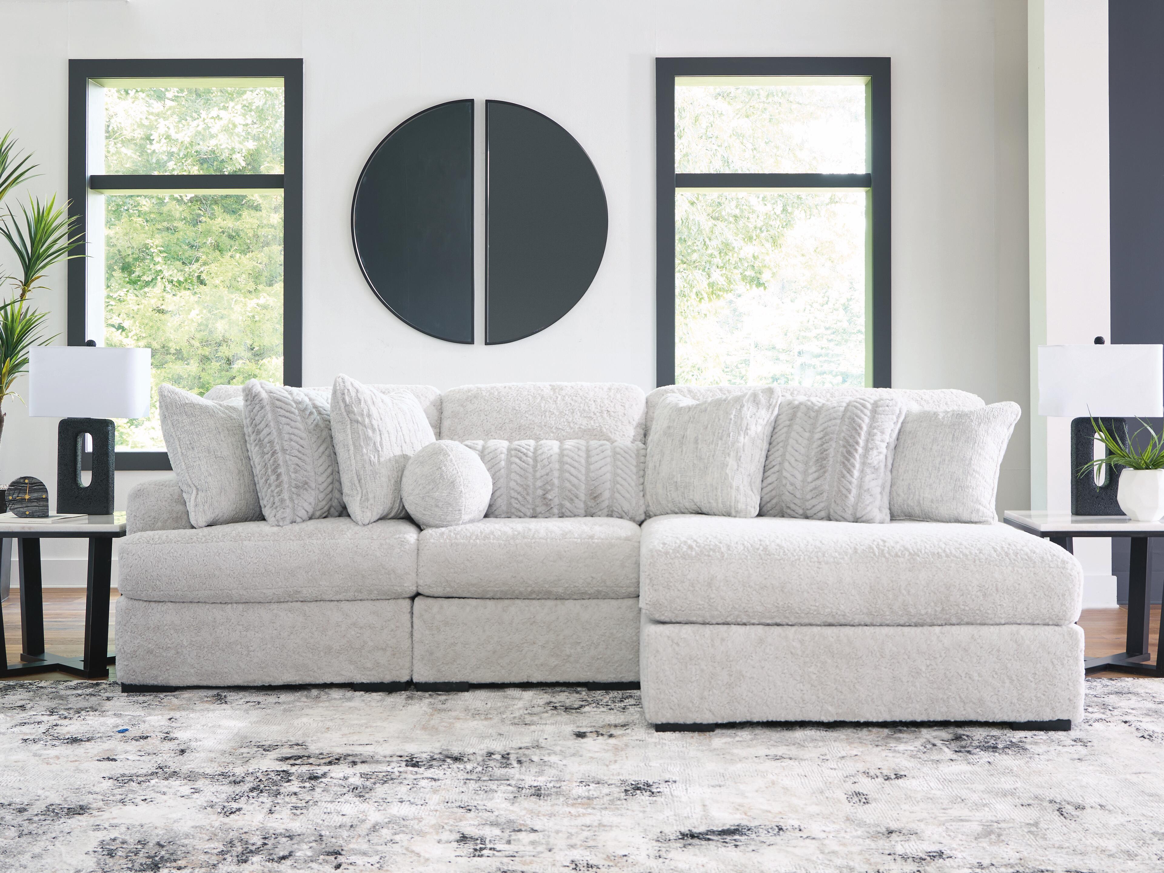 Sofá modular de peluche con chaise longue