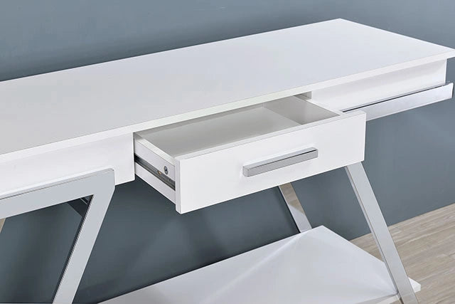 Mesa de sofá TITUS, blanco/cromado