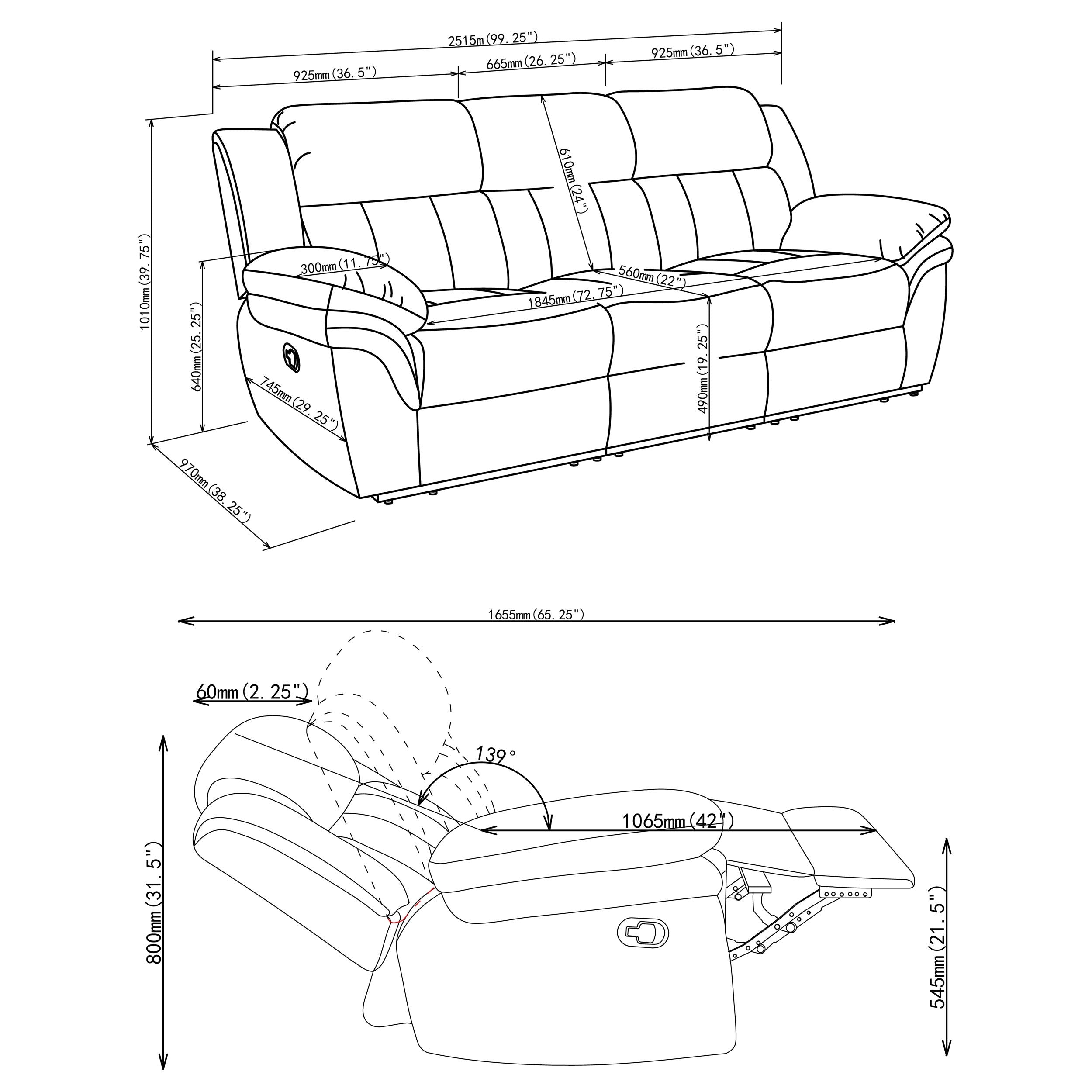 Bahrain Reclining Sofa