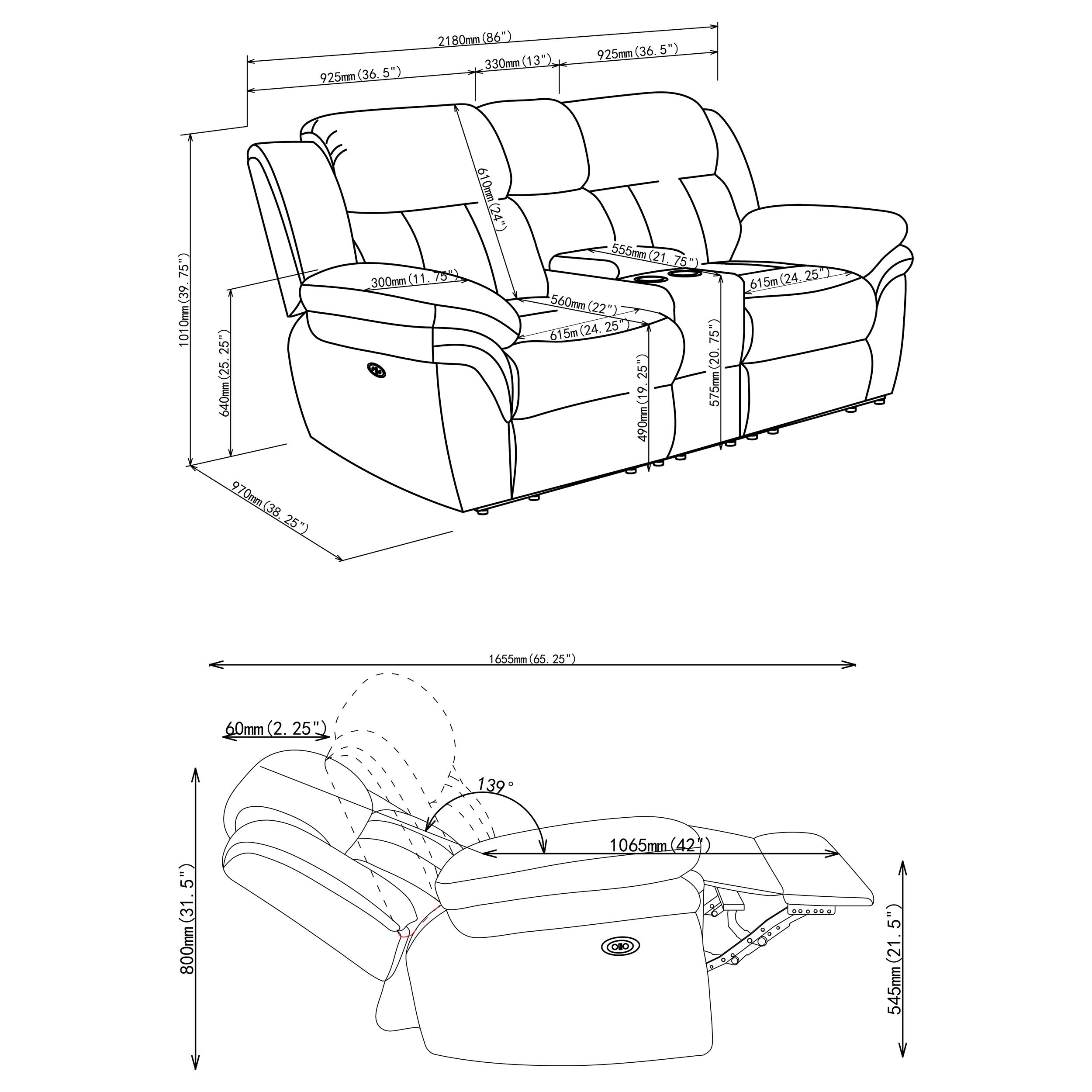Bahrain Power Reclining Loveseat