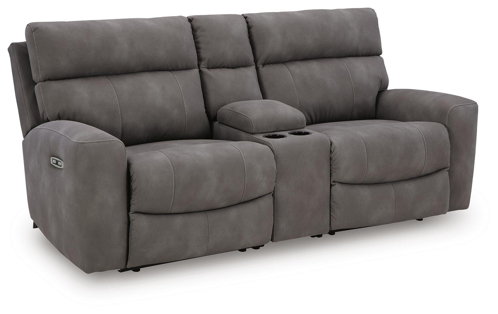 Seccional reclinable doble con consola y Power DuraPella de última generación