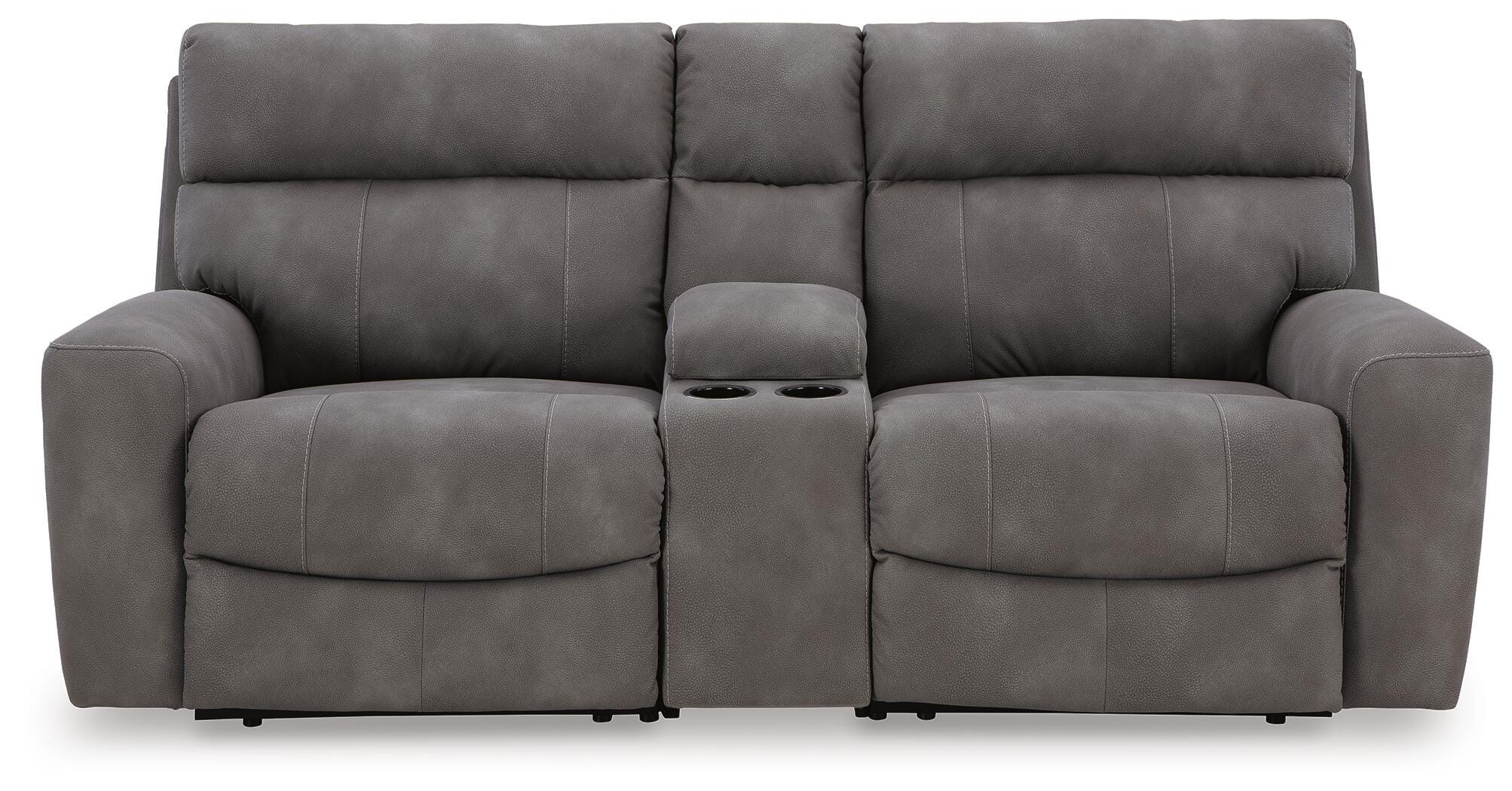 Seccional reclinable doble con consola y Power DuraPella de última generación
