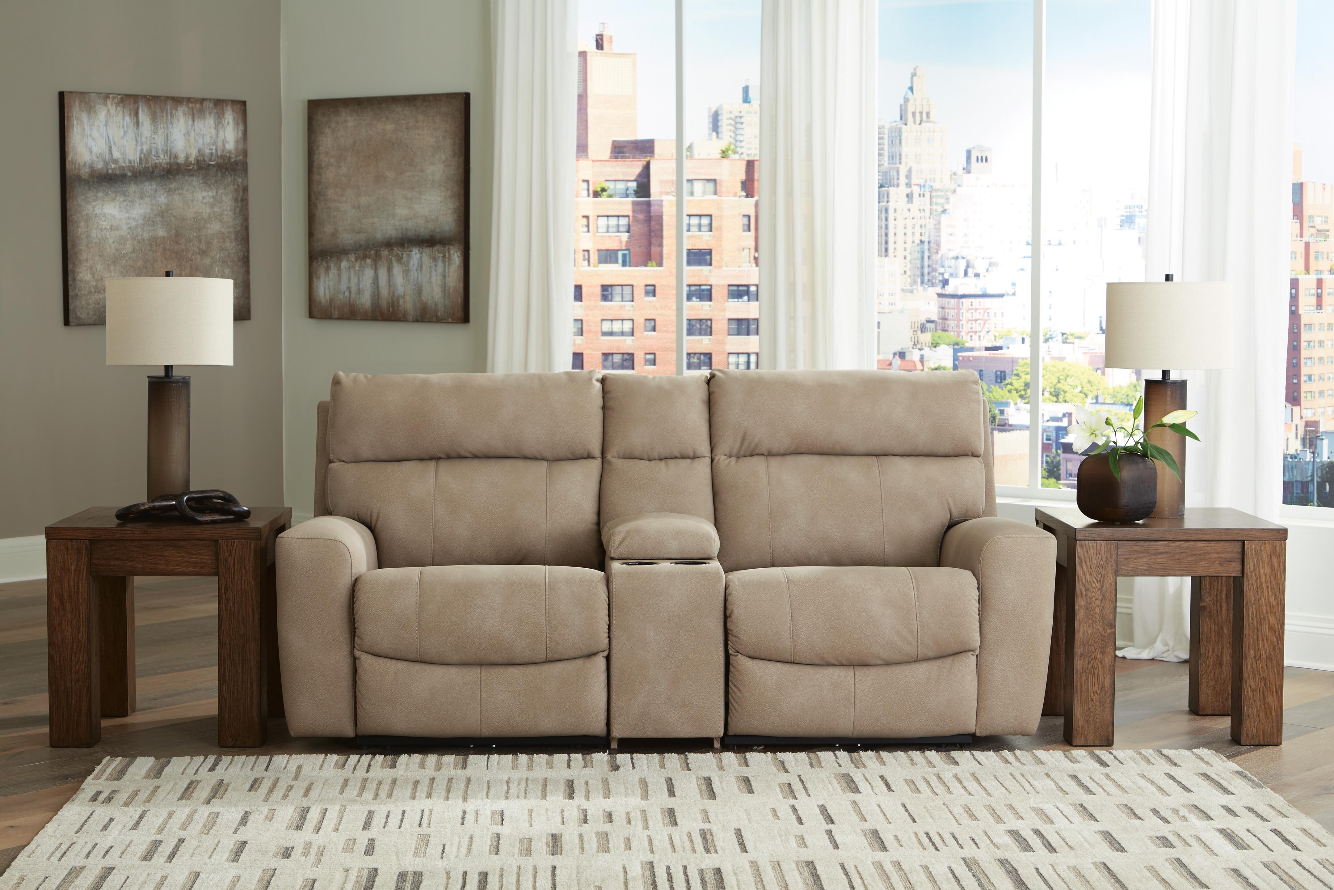 Seccional reclinable doble con consola y Power DuraPella de última generación