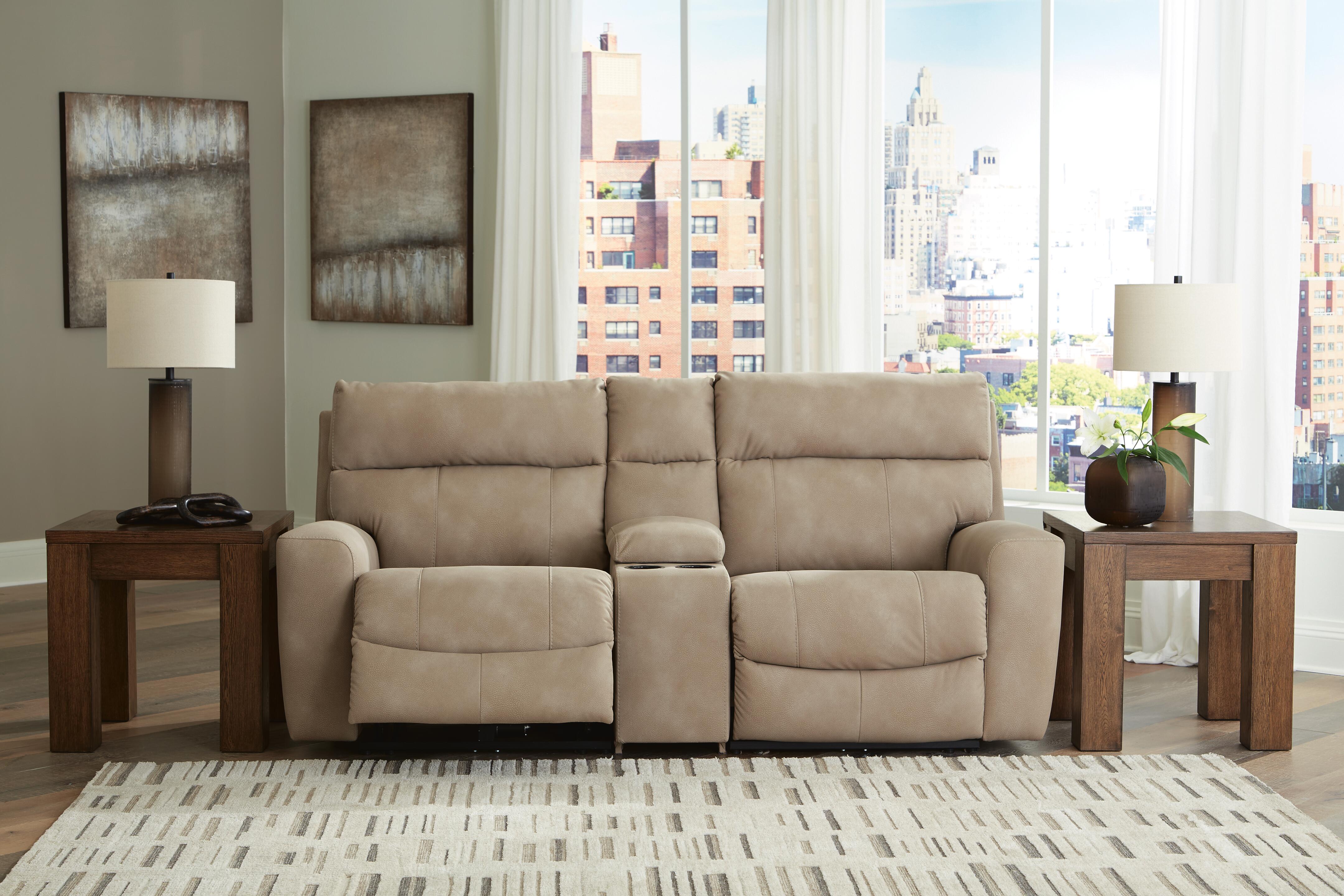 Seccional reclinable doble con consola y Power DuraPella de última generación