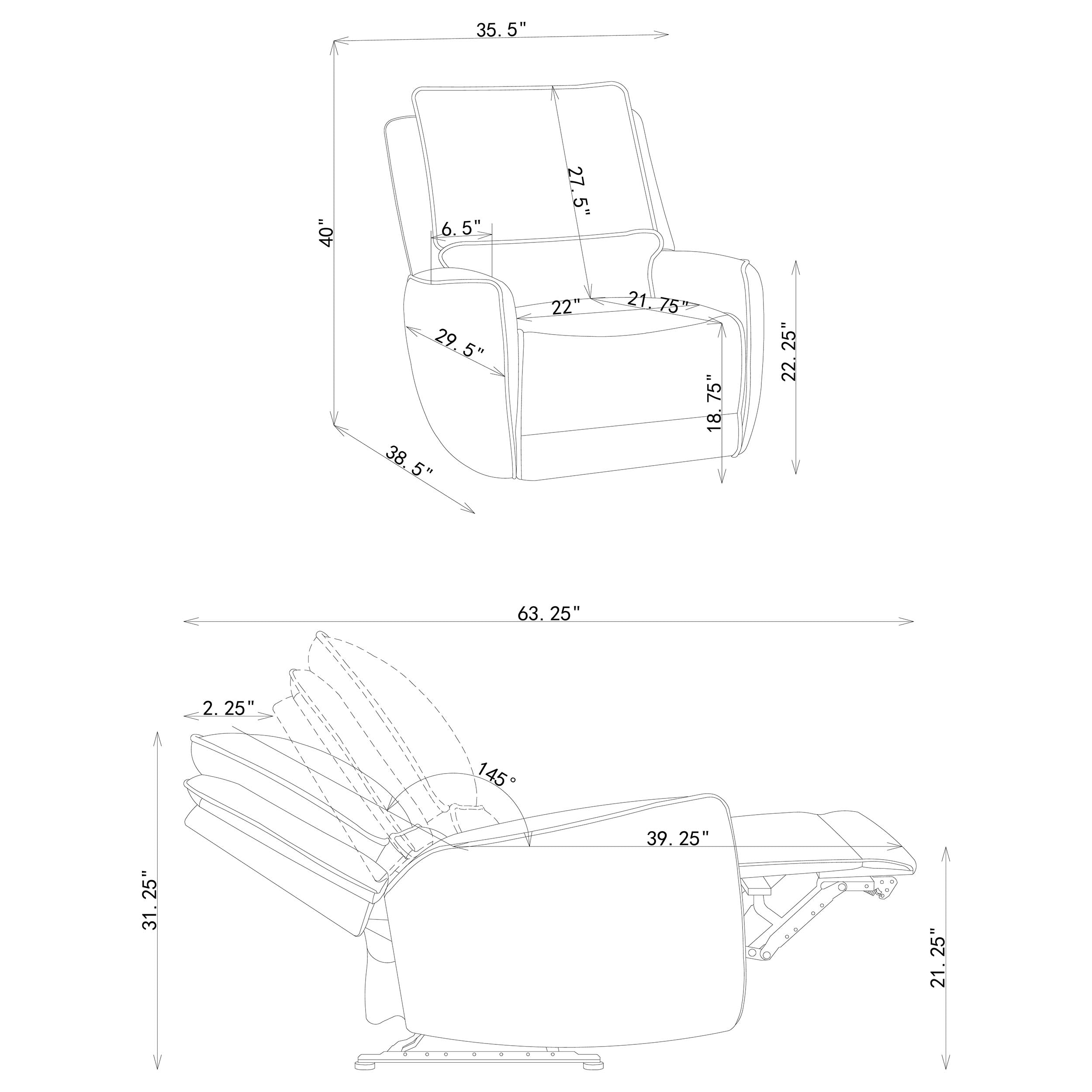 Juego de sofá reclinable eléctrico Sylmar