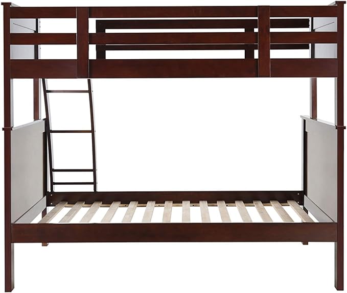 Litera Konrad Furniture Londres de madera maciza, doble sobre matrimonial, espresso