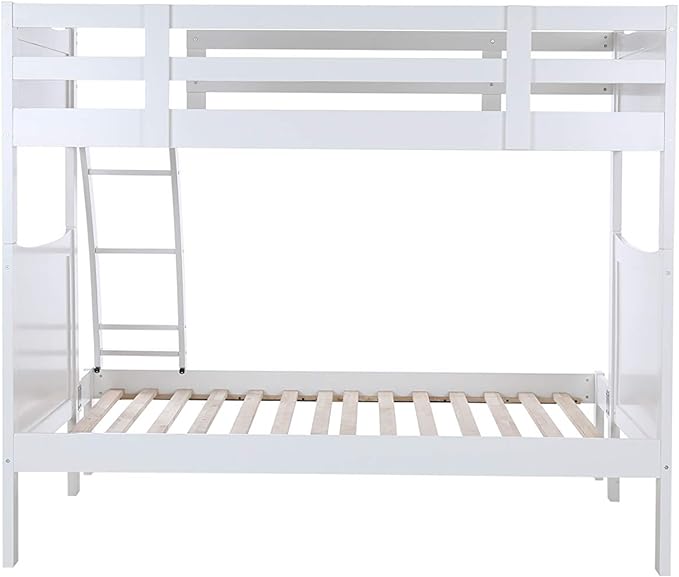 Litera Konrad Furniture Milán de Madera Maciza Doble sobre Matrimonial, Blanco