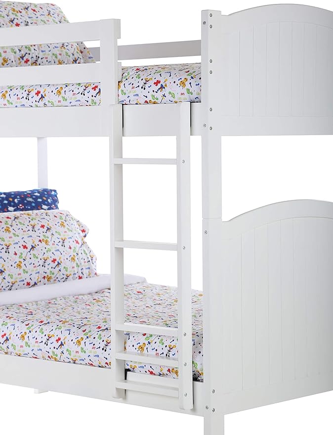 Litera Konrad Furniture Paris de Madera Maciza Doble sobre Doble Blanco