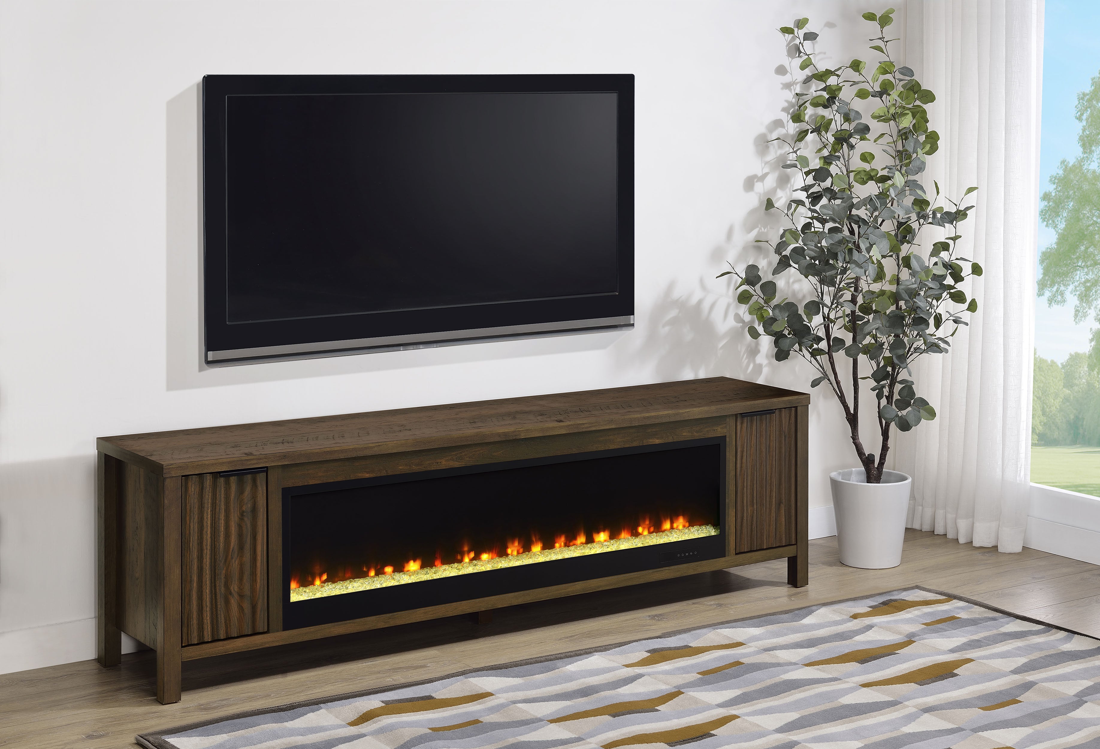 Consola con chimenea para TV Carey