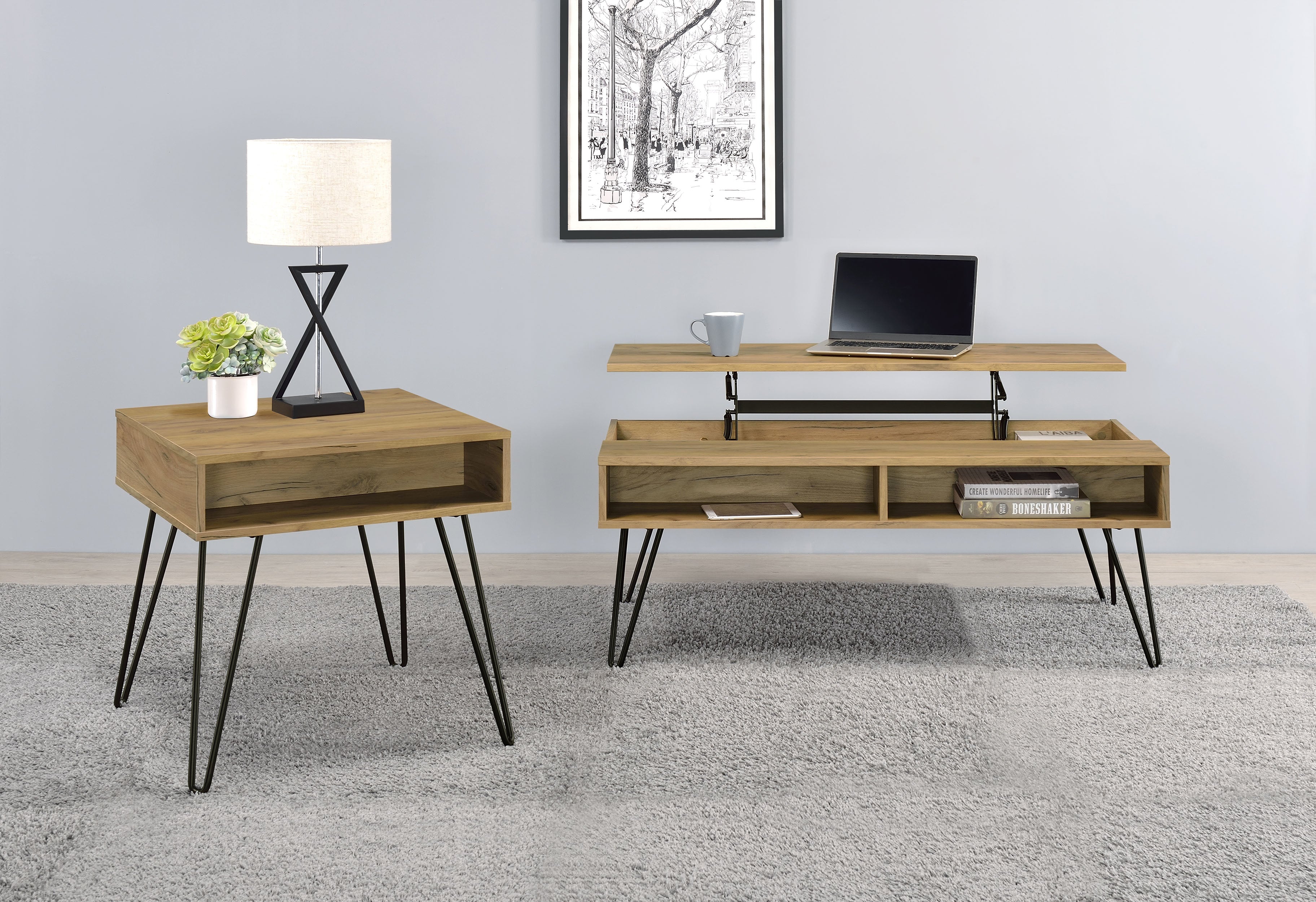 Juego de mesa de centro elevable Fanning
