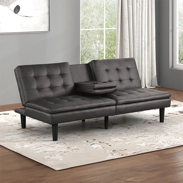 Sofá cama futón Eidsberg Naranja, Gris, Marrón y Negro