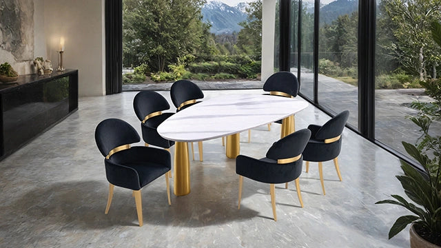 Juego de mesa de comedor Northam de 7 piezas con silla negra